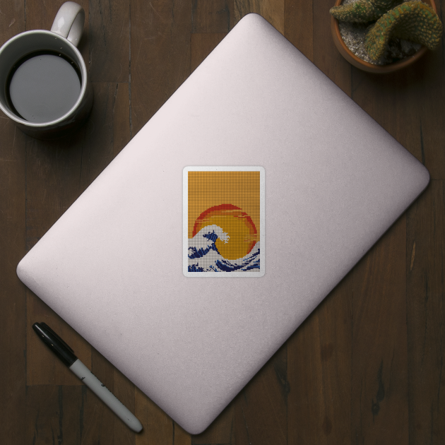 Great Wave Kanagawa Sunset Pixel by Holailustra